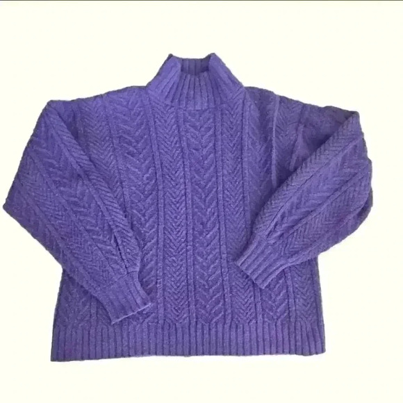 St. John Sportswear Womens Purple Wool Chunky Knit Turtleneck Sweater S - Picture 6 of 11